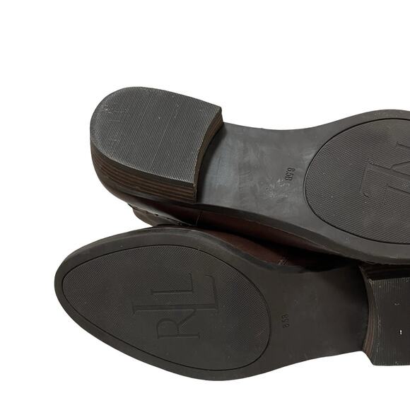 Lauren Ralph Lauren Shaw Leather Studded Ankle Boots Size 8.5 Brown Buckle Strap - Picture 12 of 12